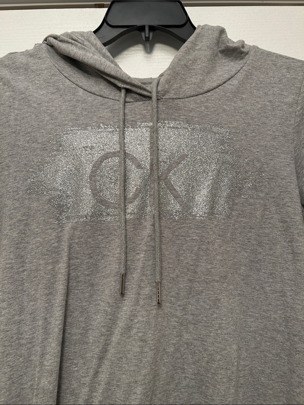 Calvin Klein Heather Gray Hoodie with Metallic Logo dress